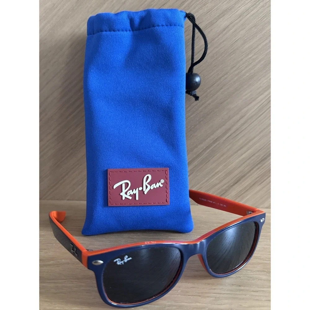 Ray-Ban RJ9052S 178/80 47  Junior Kids Wayfarer Black / Orange Sunglasses used